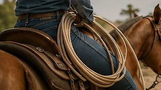 A western saddle and lariat