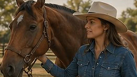 A rider face to face with her horse